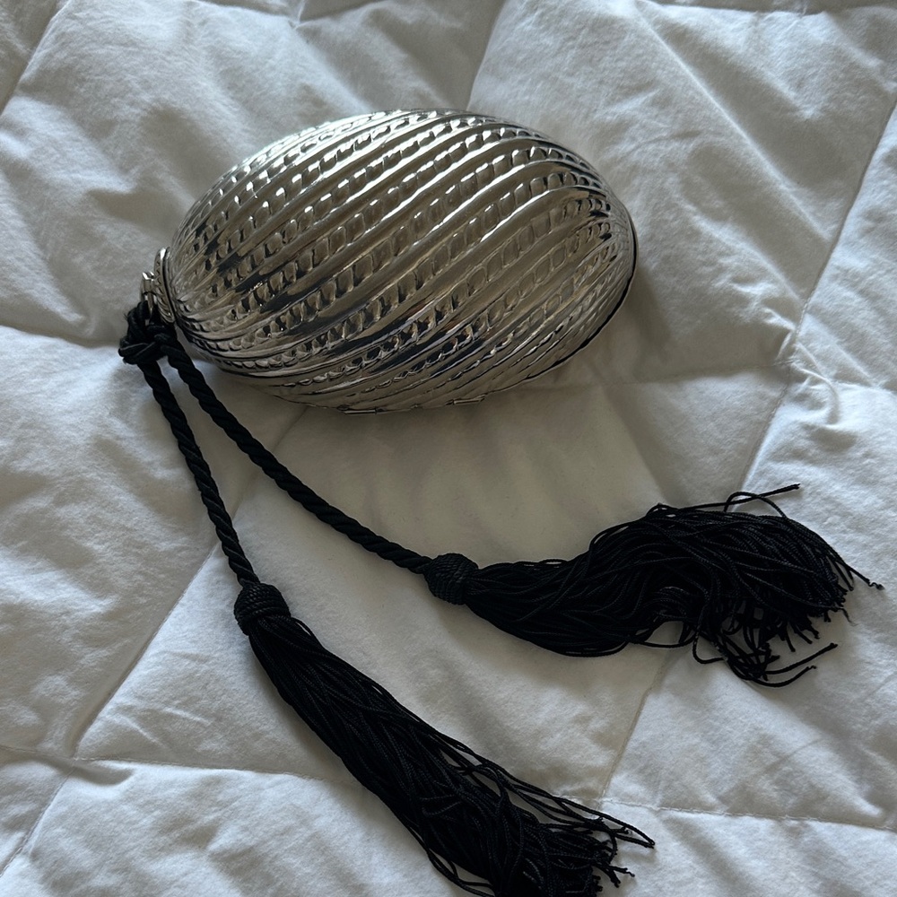 Vintage Italian Silver Clutch with Black Accents - Picture 7 of 10